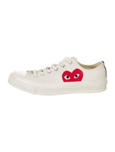 Pre-owned Comme Des Garçons Play X Converse Canvas Sneakers In White