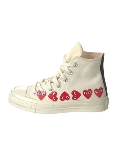 Pre-owned Comme Des Garçons Play X Converse Canvas Sneakers In White