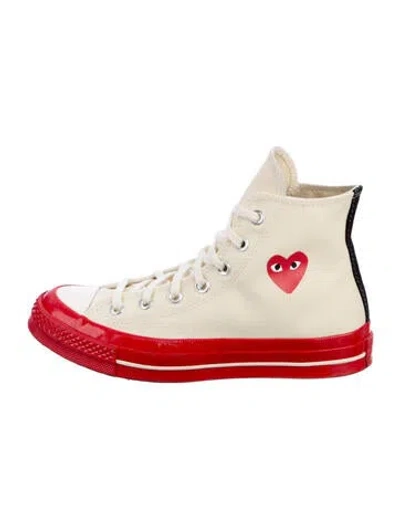 Pre-owned Comme Des Garçons Play X Converse Canvas Sneakers In White