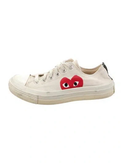 Pre-owned Comme Des Garçons Play X Converse Canvas Sneakers In White