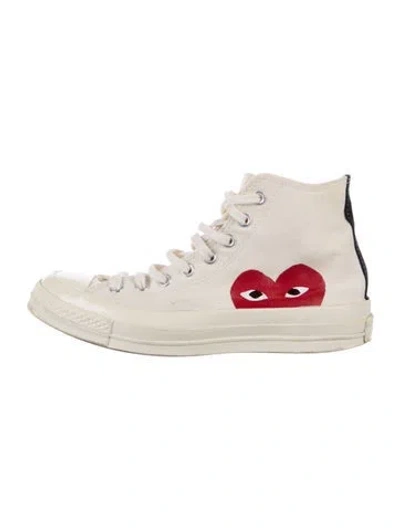 Pre-owned Comme Des Garçons Play X Converse Canvas Sneakers In White