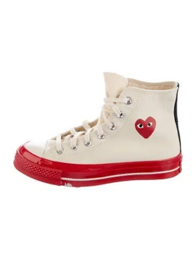 Pre-owned Comme Des Garçons Play X Converse Canvas Sneakers In White