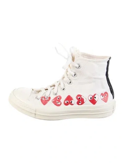 Pre-owned Comme Des Garçons Play X Converse Chuck Taylor All Star 70 Hi Sneakers In White