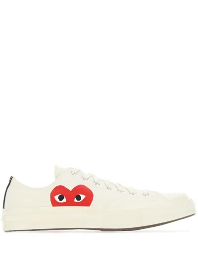 Comme Des Garçons Play Ivory Canvas Comme Des Garã§ons X Converse Sneakers In White