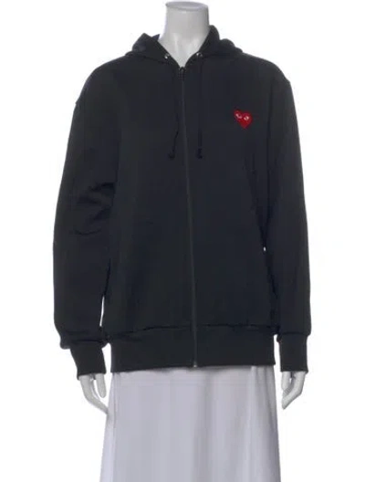Pre-owned Comme Des Garçons Play X Converse Graphic Print Crew Neck Hoodie In Black
