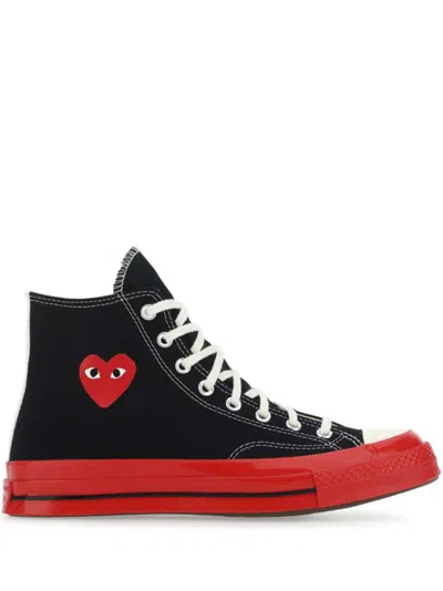 Comme Des Garçons Play Red Sole High Top Sneakers In Black