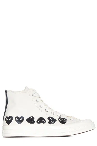 Comme Des Garçons Play X Converse Canvas High-top Sneakers In White