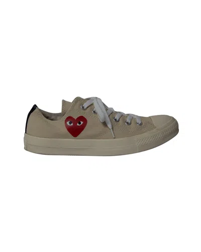 Comme Des Garçons Comme Des Garcons Play X Converse Low Top Sneakers In Beige Canvas In Brown