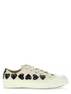 Comme Des Garçons Ecru Canvas Sneaker With Signature Heart Print In Beige