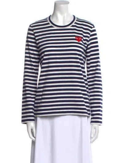Pre-owned Comme Des Garçons Play X Converse Striped Crew Neck Top In Blue