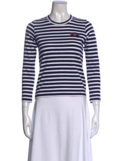 Pre-owned Comme Des Garçons Play X Converse Striped Crew Neck T-shirt In White