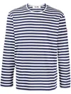 Comme Des Garçons Play X The Artist Invader Pixelated-appliqué Striped T-shirt In Blue