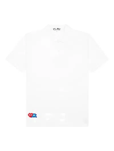 Comme Des Garçons Play X Invader Pixel-heart Polo Shirt In White