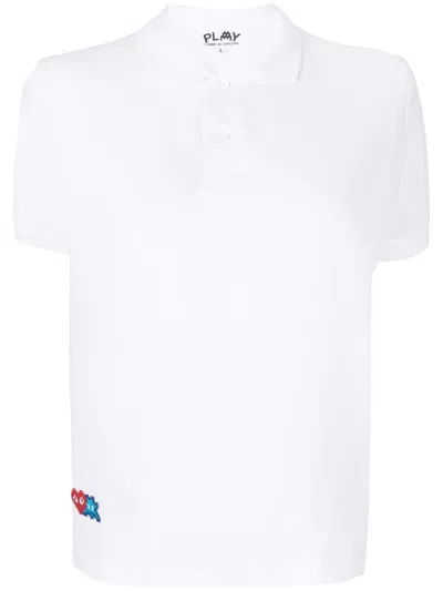 Comme Des Garçons Play X Invader Pixelated-heart Polo Shirt In White