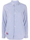 Comme Des Garçons Play X Invader Pixelated-heart Striped Shirt In White