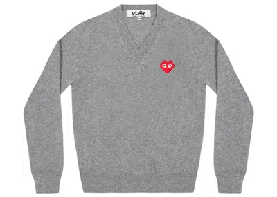 Pre-owned Comme Des Garçons Play X Invader V Neck Sweater In Top Grey