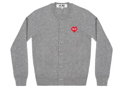Pre-owned Comme Des Garçons Play X Invader Women's Cardigan In Top Grey