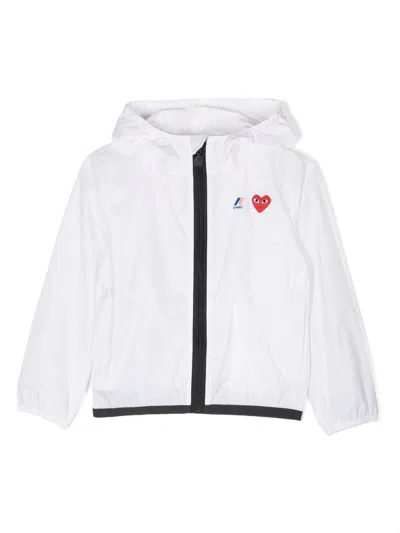 Comme Des Garçons Play Kids' Logo-patch Hooded Jacket In White