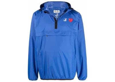 Pre-owned Comme Des Garçons Play X K Way Full Zip Packable Jacket In Blue