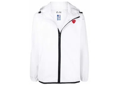 Pre-owned Comme Des Garçons Play X K Way Full Zip Packable Jacket In White