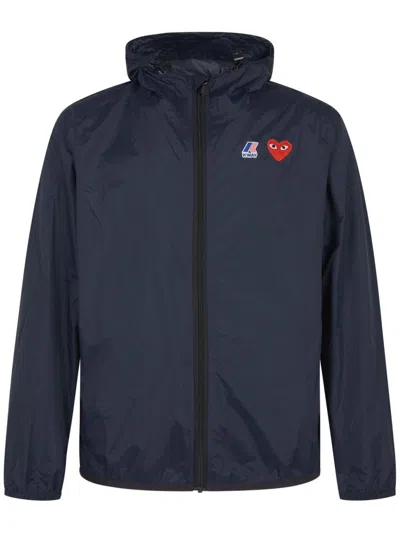 Comme Des Garçons Play X K-way Hooded Lightweight Jacket In Blue