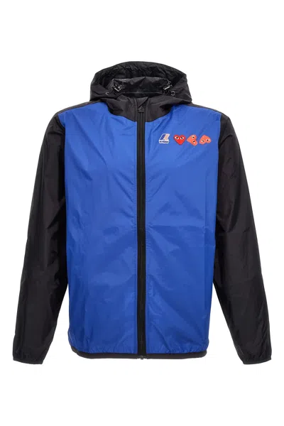 Comme Des Garçons Play X K-way Hooded Logo Jacket In Blue
