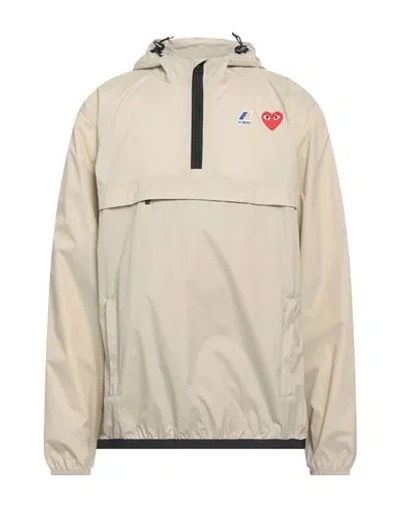 Comme Des Garcons Play X K-way Comme Des Garçons Play X K-way Man Jacket Beige Size Xxl Polyamide In Beige