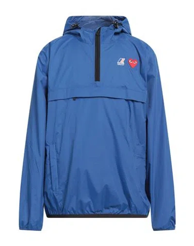Comme Des Garcons Play X K-way Comme Des Garçons Play X K-way Man Jacket Bright Blue Size Xl Polyamide In Blue