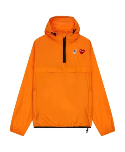 Comme Des Garçons Play X K-way Pullover Hooded Jacket In Orange