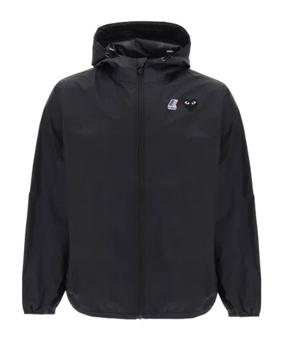 Comme Des Garçons Play X K-way Zipped Hooded Jacket In Black