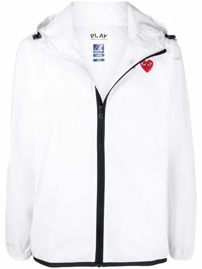 Comme Des Garçons Play X K-way Zipped Hooded Unisex Jacket Clothing In White