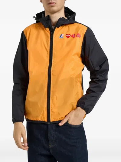 Comme Des Garçons Play X K-way Claude Heart-patch Colour-block Jacket In Multi