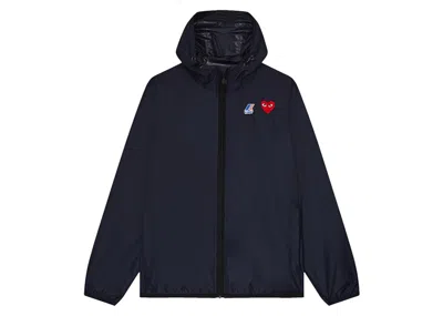 Pre-owned Comme Des Garçons Play X Kway Fullzip Packable Jacket In Navy Blue