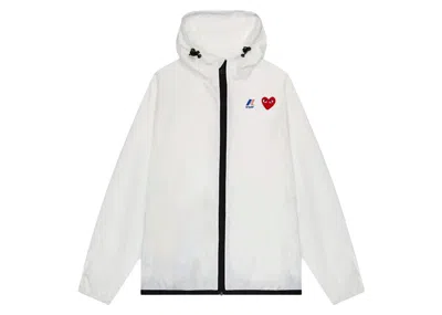 Pre-owned Comme Des Garçons Play X Kway Fullzip Packable Jacket In White