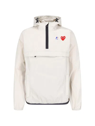 Comme Des Garçons Play X K-way Jacket With Hood In White