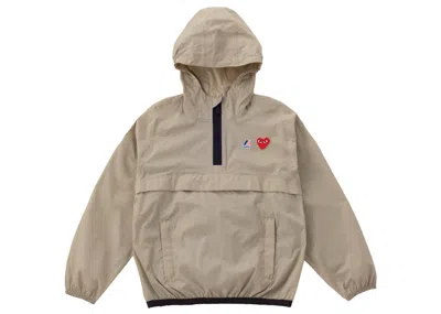 Pre-owned Comme Des Garçons Play X Kway Kids Half Zip Jacket In Beige