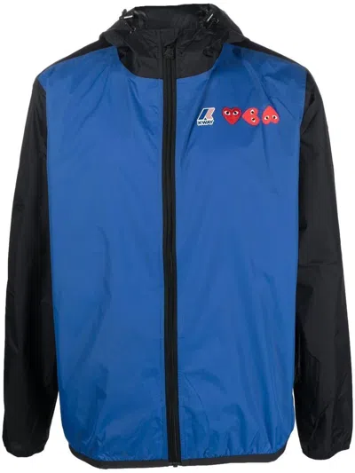 Comme Des Garçons Play Bicolor Waterproof Hooded Jacket In Multi