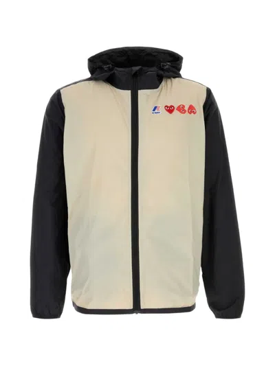 Comme Des Garçons Play X K-way Logo-print Hooded Jacket In White