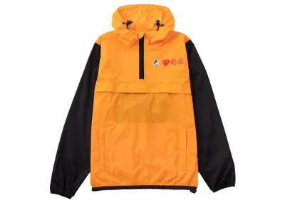 Pre-owned Comme Des Garçons Play X Kway Logos Half Zip Jacket In Orange Black