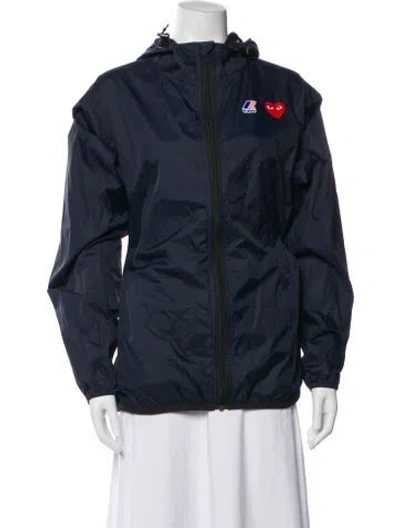 Pre-owned Comme Des Garcons Play X K-way Printed Bomber Jacket In Blue