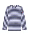 Comme Des Garçons Play X The Artist Invader Pixelated-appliqué Striped T-shirt In Blue