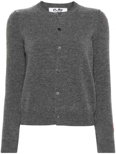 Comme Des Garçons Play X The Artist Invader Pixelated-appliqué Cardigan In Grey