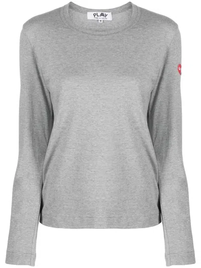 Comme Des Garçons Play X The Artist Invader Pixelated-appliqué T-shirt In Grey