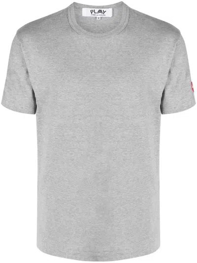 Comme Des Garçons Play X The Artist Invader Pixelated-appliqué T-shirt In Grey