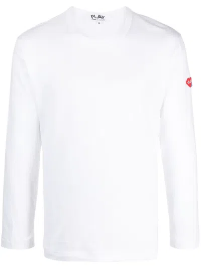 Comme Des Garçons Play X The Artist Invader Pixelated-appliqué T-shirt In White
