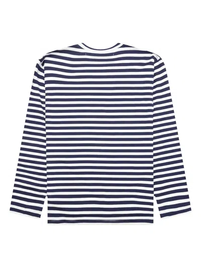 Comme Des Garçons Play X The Artist Invader Striped Long-sleeve T-shirt In Blue