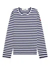 Comme Des Garçons Play X Invader Pixelated-heart Striped Top In Blue