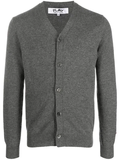 Comme Des Garçons Play X The Artist Invader Wool Cardigan In Grey