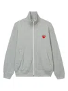 Comme Des Garçons Play Zip Heart Sweatshirt In Gray