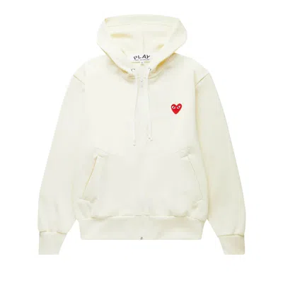 Pre-owned Comme Des Garçons Play Zip Hooded Sweatshirt 'ivory' In Cream